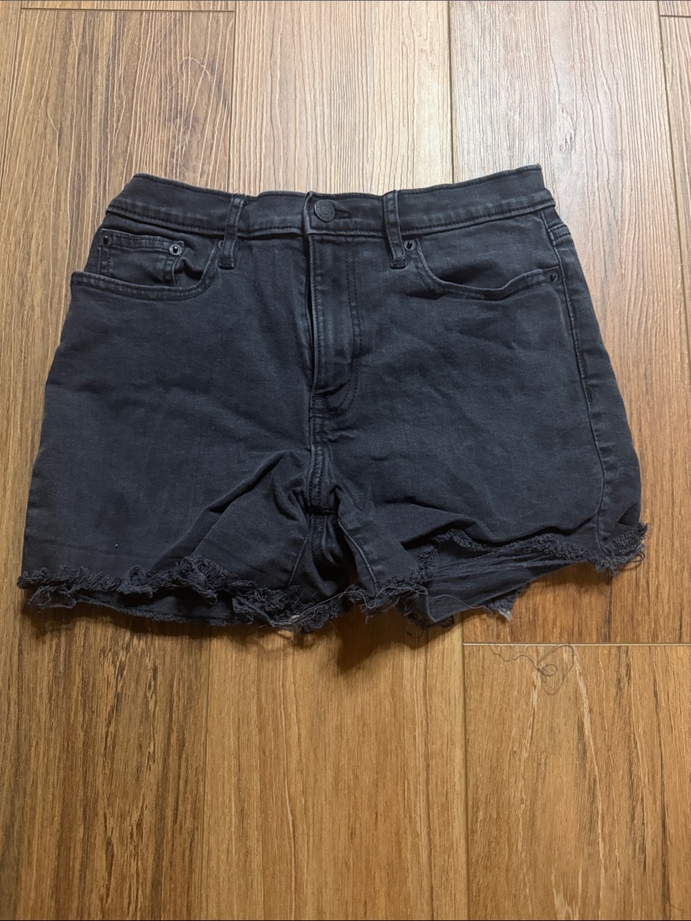 Calvin Klein Jeans Black Frayed Hem High-Rise Denim Shorts